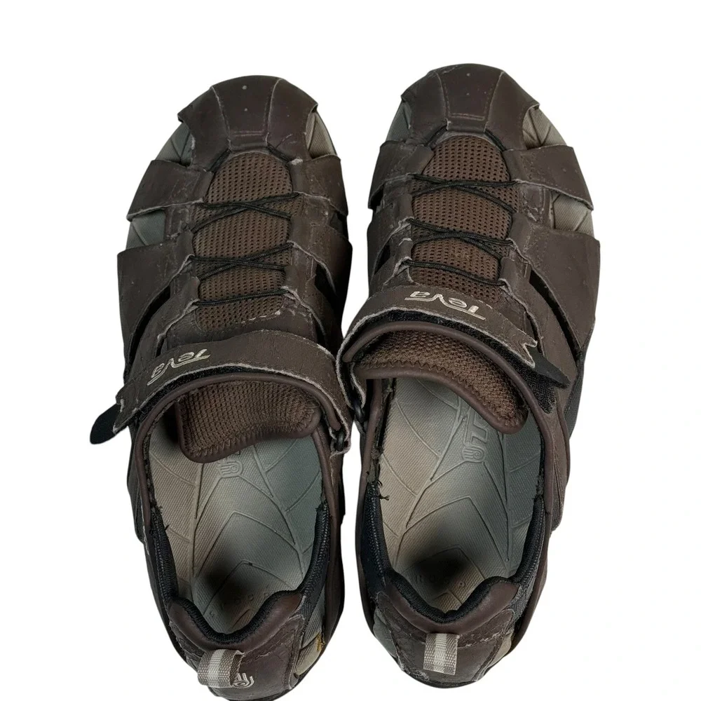 Teva Omnium Brown Fisherman Sport Sandal Mens 13 S/N 6968 Closed Toe Water Shoes